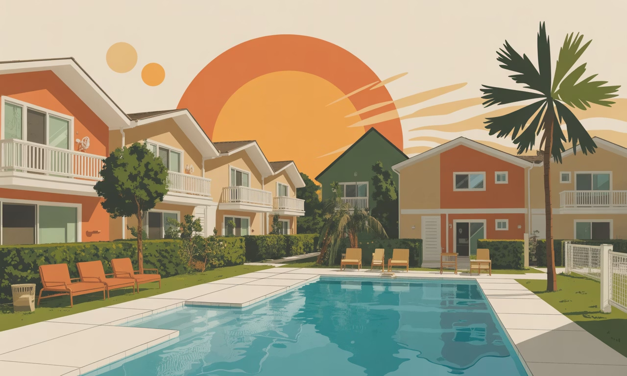 Community pool and residential buildings